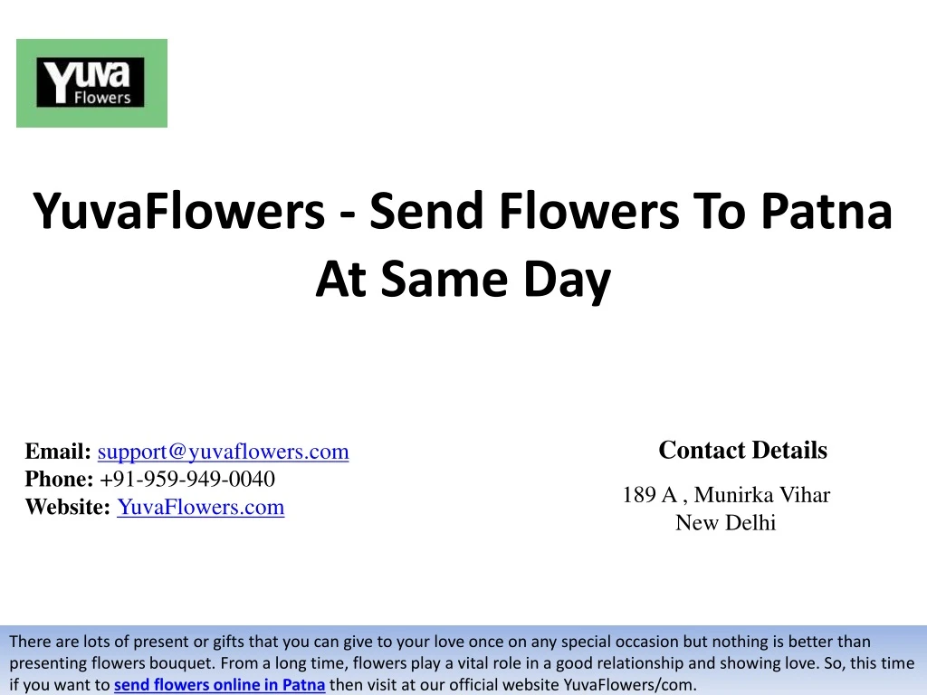 yuvaflowers send flowers to patna at same day