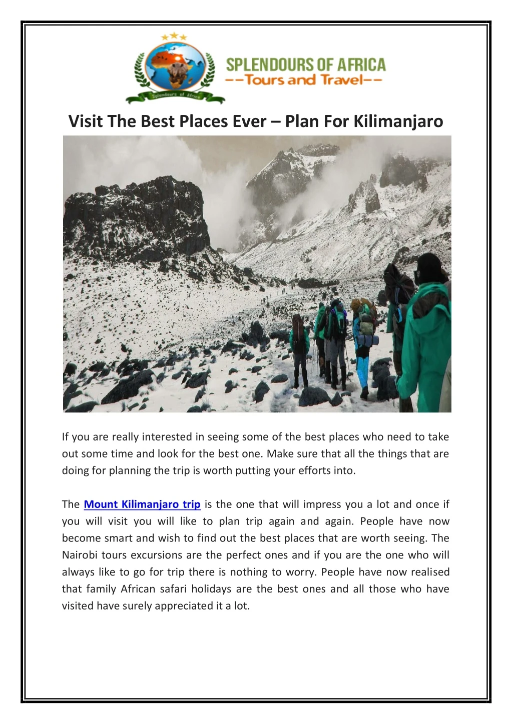 visit the best places ever plan for kilimanjaro