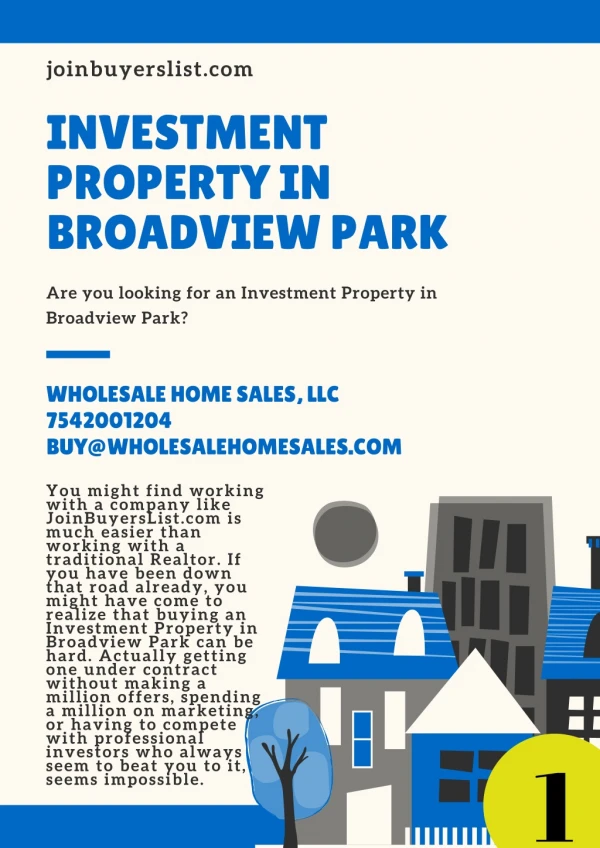 Investment Property in Broadview Park -JoinBuyersList.com