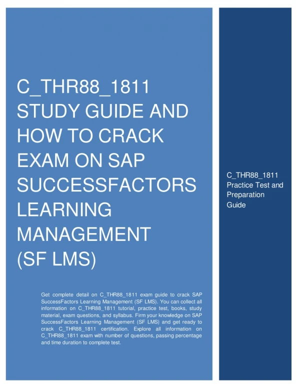 C_THR88_1811 Study Guide and How to Crack Exam on SAP SuccessFactors Learning Management (SF LMS)