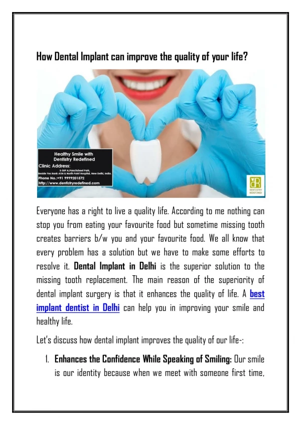 How Dental Implant can improve the quality of your life?