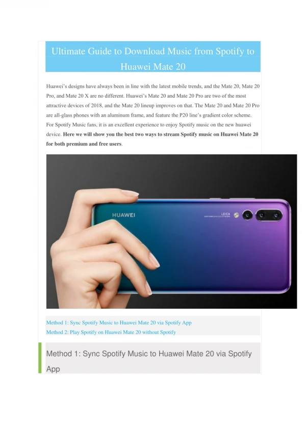 How to Download Music from Spotify to Huawei Mate 20