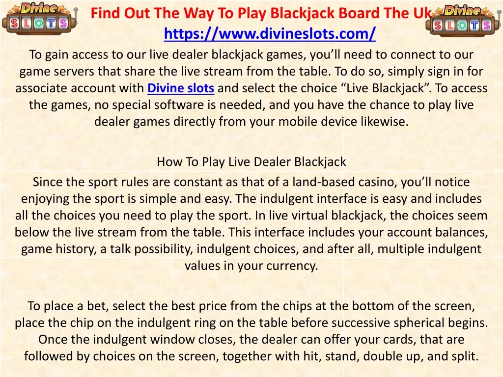 find out the way to play blackjack board the uk
