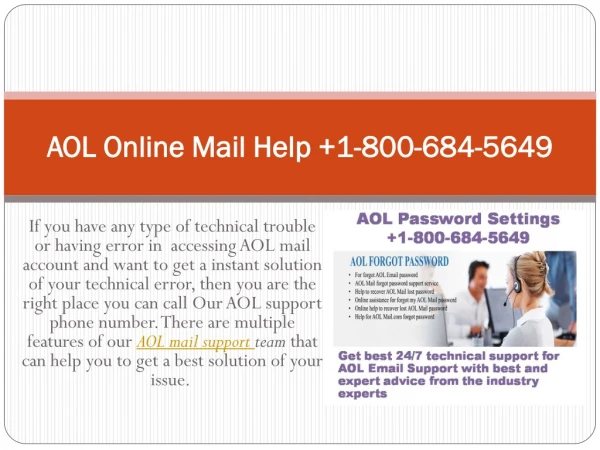 AOL Online Mail Help 1-800-684-5649