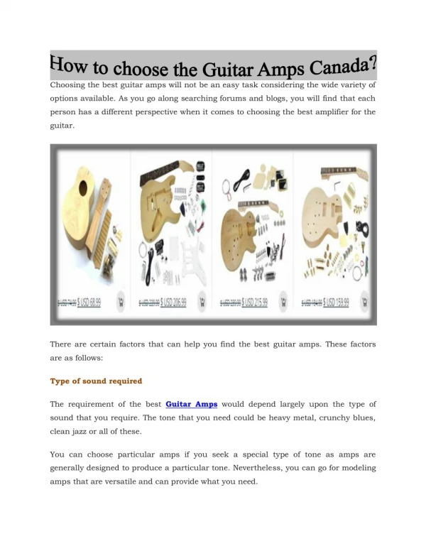 How to choose the Guitar Amps Canada?
