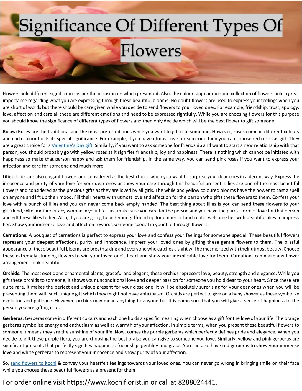 significance of different types of flowers