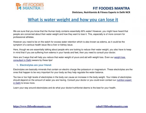 What is water weight and how you can lose it