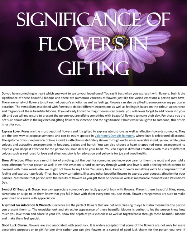Significance Of Flowers In Gifting
