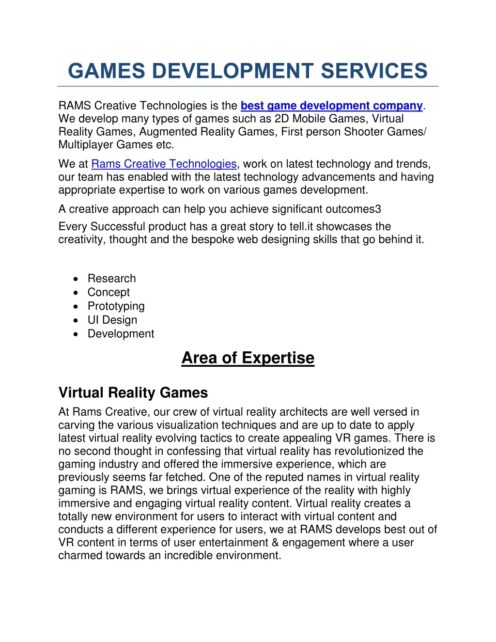 games development services