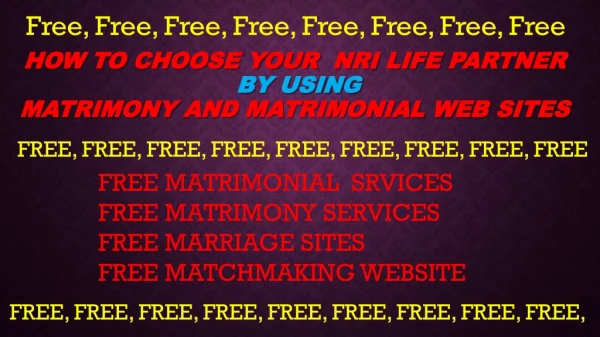 how to choose your nri life partner by using matrimony and matrimonial web sites