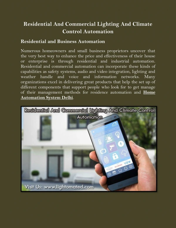 Residential And Commercial Lighting And Climate Control Automation