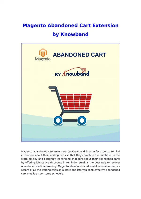 Knowband Magento Abandoned Cart Extension - Get back your lost sales