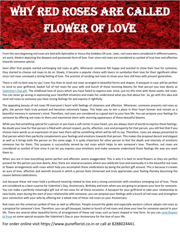 Why Red Roses Are Called Flower Of Love