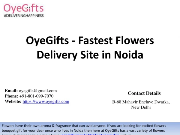 OyeGifts - Fastest Flowers Delivery Site in Noida
