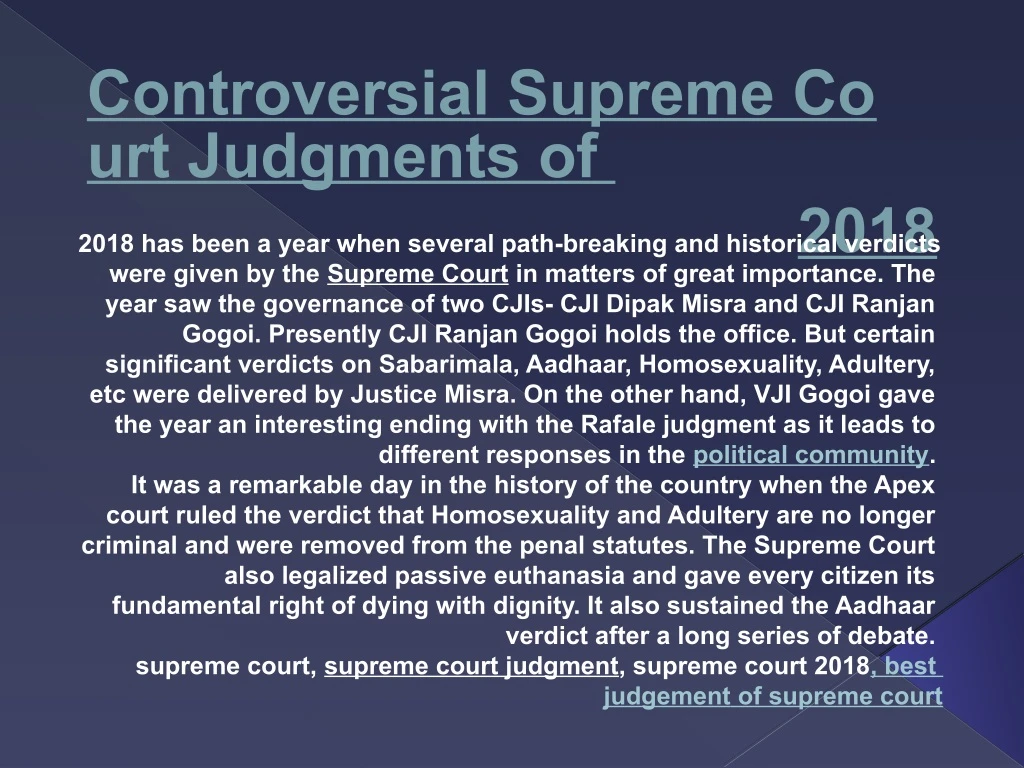 controversial supreme co urt judgments of