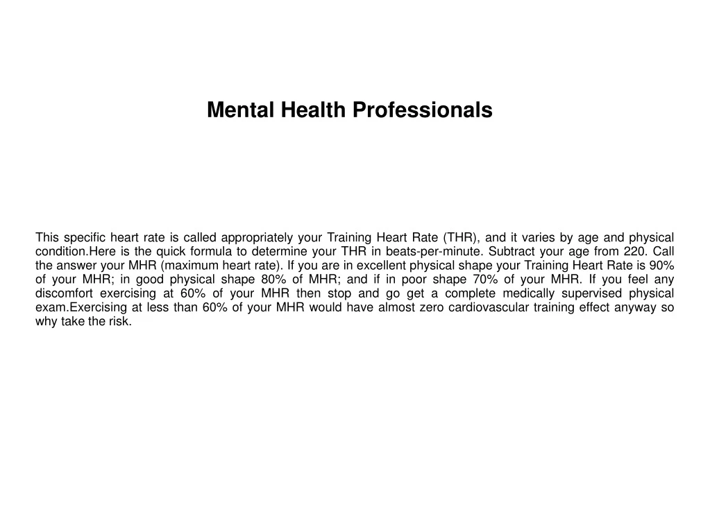 mental health professionals