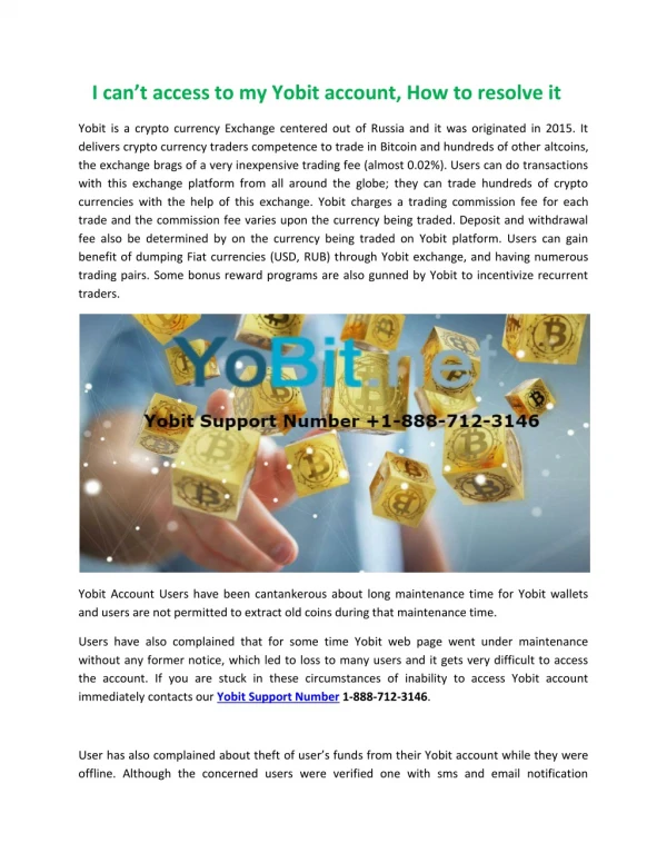 Connect with Best Yobit customer Support Number.