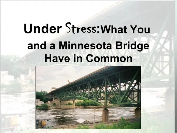 Under Stress: What You and a Minnesota Bridge Have in Common