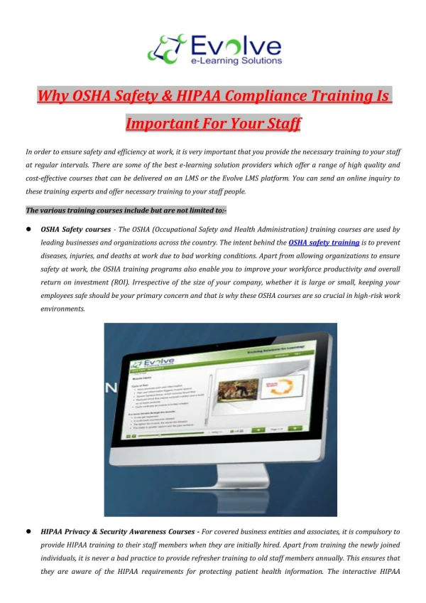 Why OSHA Safety & HIPAA Compliance Training Is Important For Your Staff
