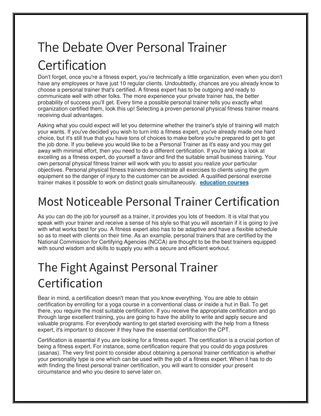 the debate over personal trainer certification