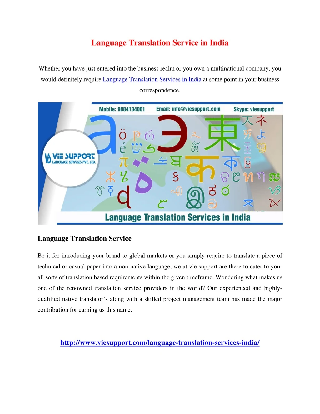language translation service in india