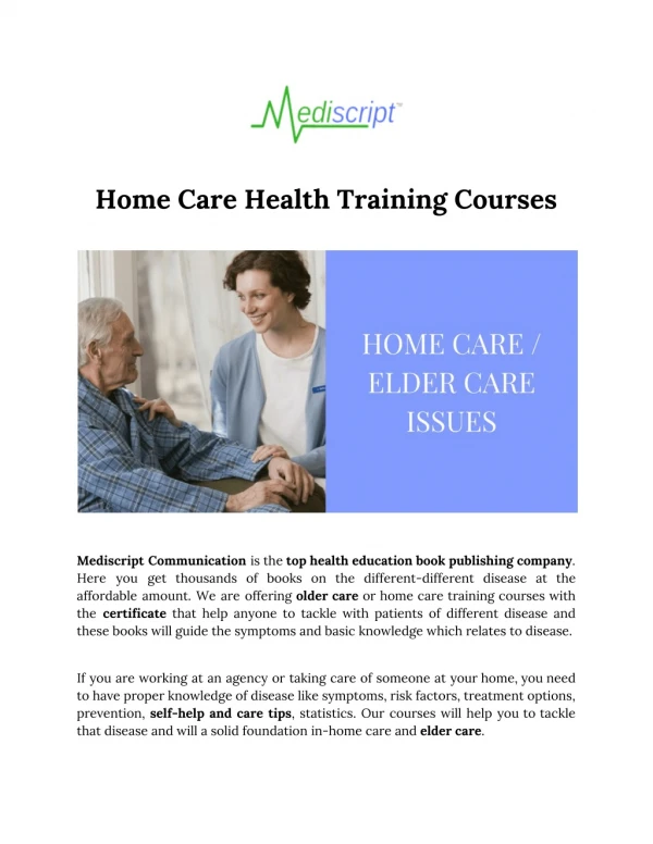 World Class Senior Care Training Online