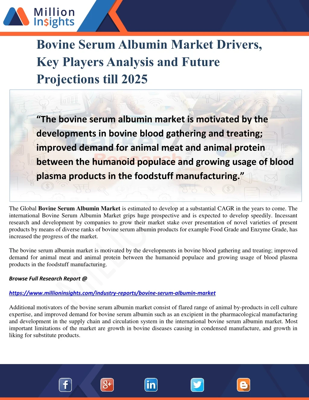 bovine serum albumin market drivers key players