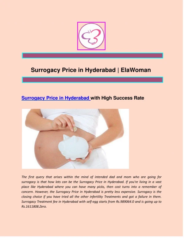 Surrogacy Price in Hyderabad | ElaWoman