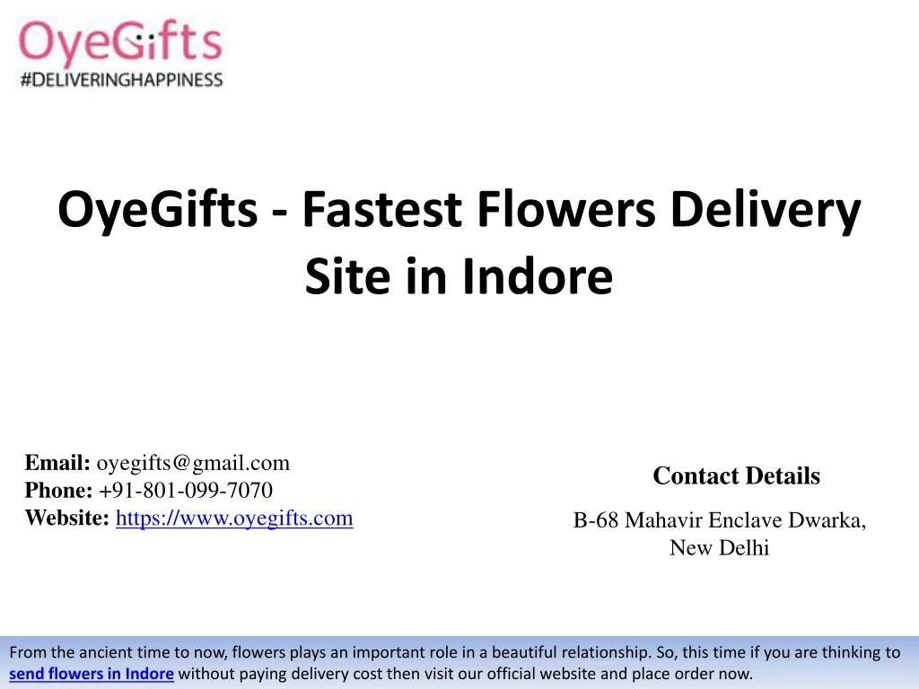 oyegifts fastest flowers delivery site in indore