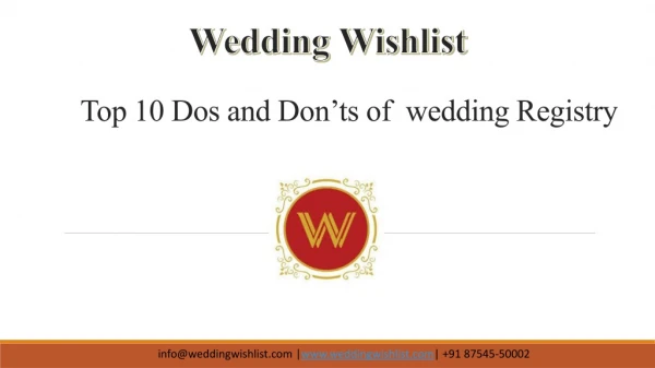 Top 10 Dos and Don’ts of wedding Registry