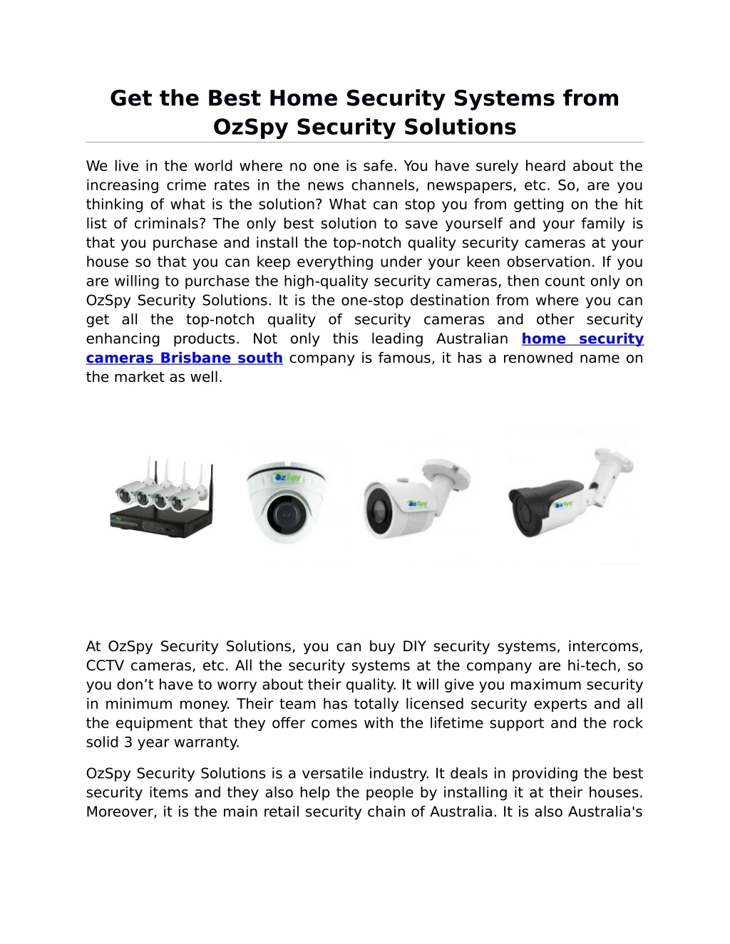 get the best home security systems from ozspy