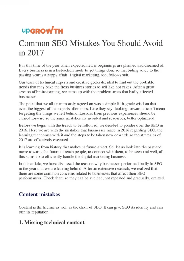 Common SEO Mistakes You Should Avoid in 2017