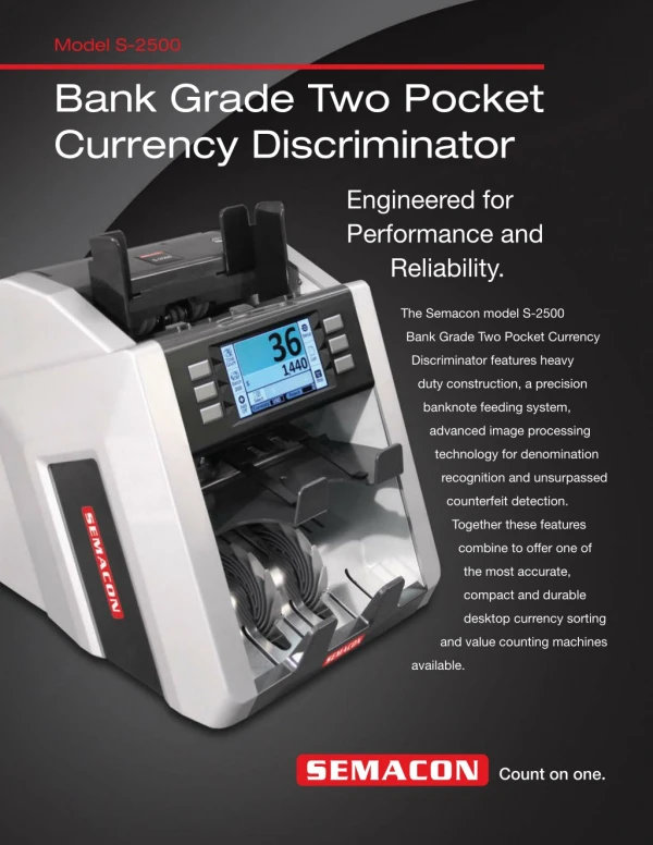 Semacon S-2500 Bank Grade Two Pocket Currency Discriminator