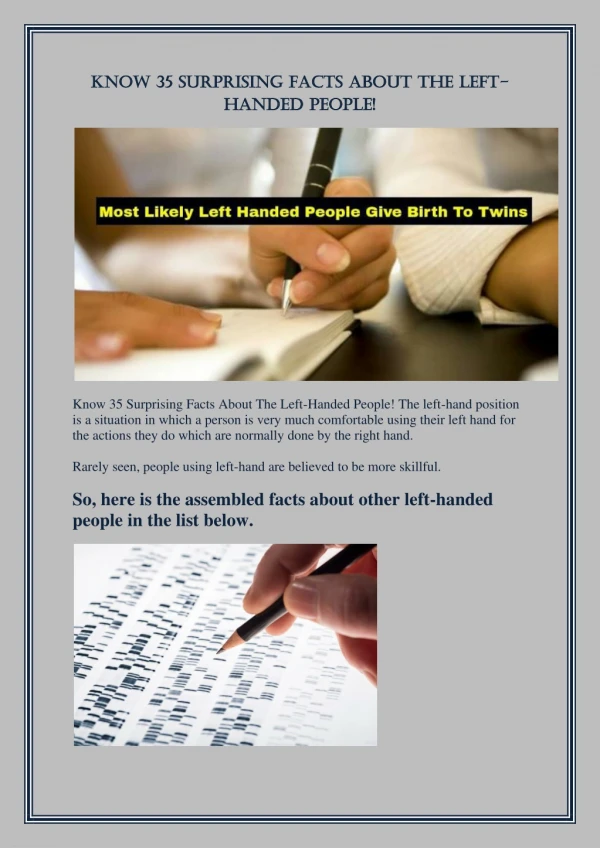 Know 35 Surprising Facts About The Left-Handed People!