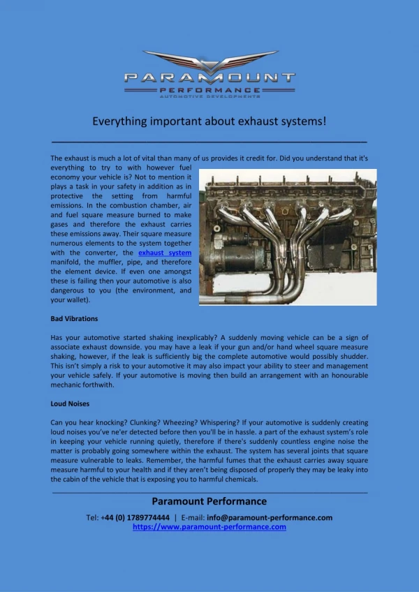 Everything important about exhaust systems!