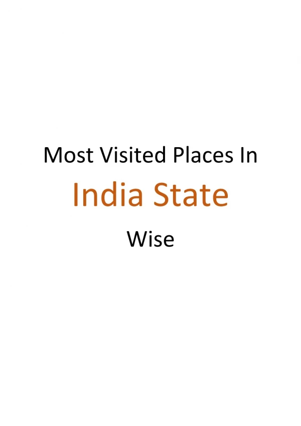 Most visited places in India state wise
