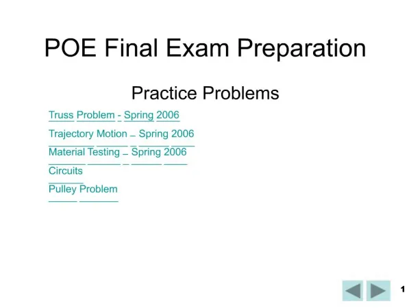 POE Final Exam Preparation