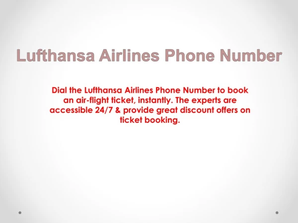 Lufthansa Airlines Phone Number - Book Cheap Flight