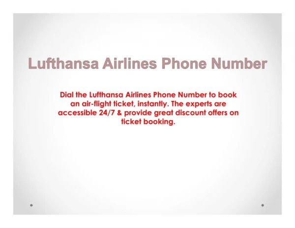 Lufthansa Airlines Phone Number - Book Cheap Flight