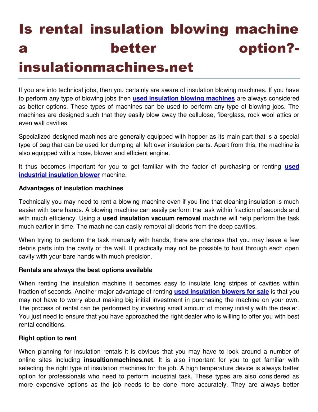 is rental insulation blowing machine a better