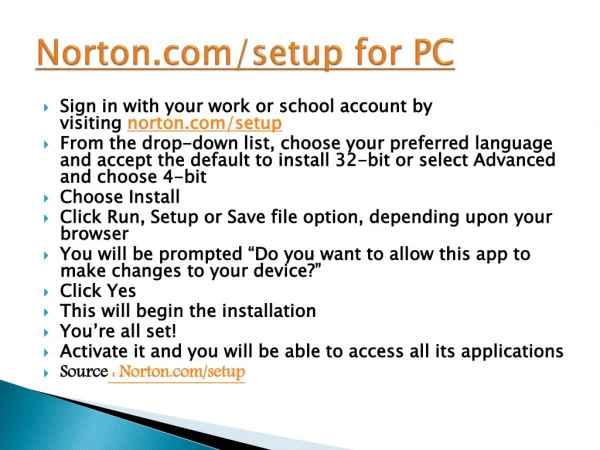 Norton.com/setup for PC