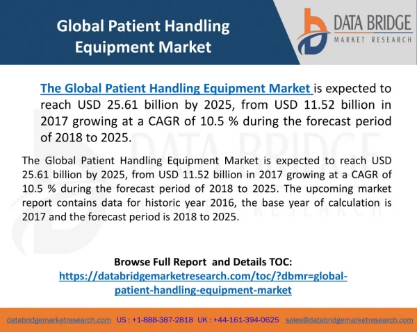 Global Patient Handling Equipment Market– Industry Trends and Forecast to 2025