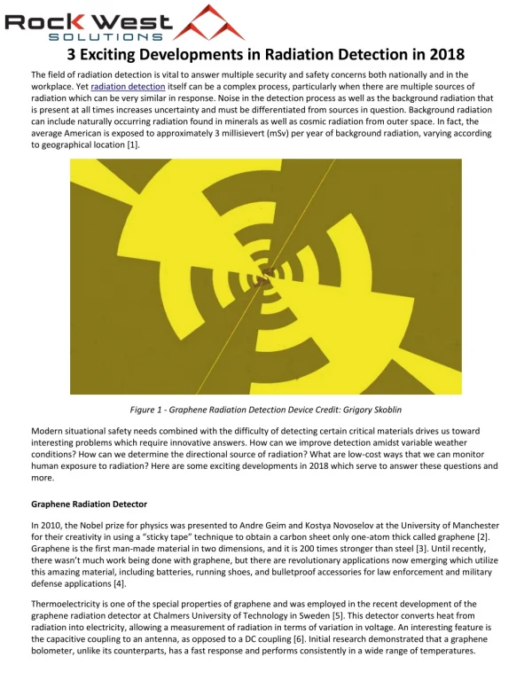 3 Exciting Developments in Radiation Detection in 2018