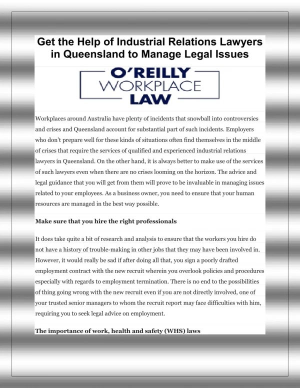 Get the Help of Industrial Relations Lawyers in Queensland to Manage Legal Issues