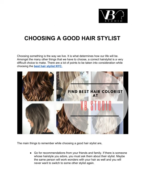 CHOOSING A GOOD HAIR STYLIST