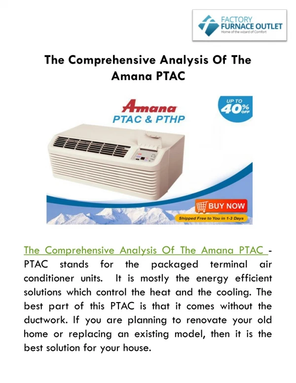 The Comprehensive Analysis Of The Amana PTAC