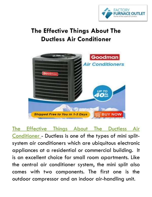 The Effective Things About The Ductless Air Conditioner