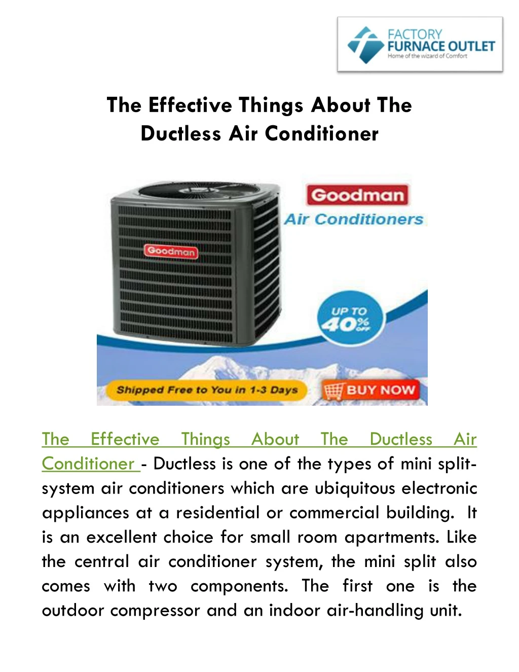 the effective things about the ductless