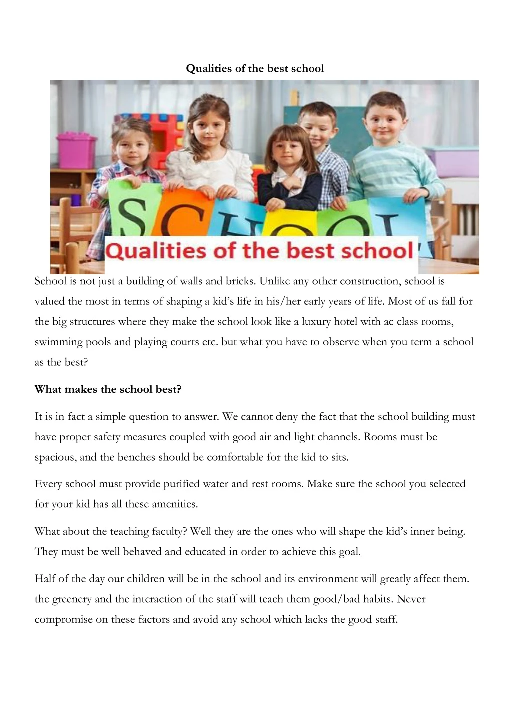 qualities of the best school