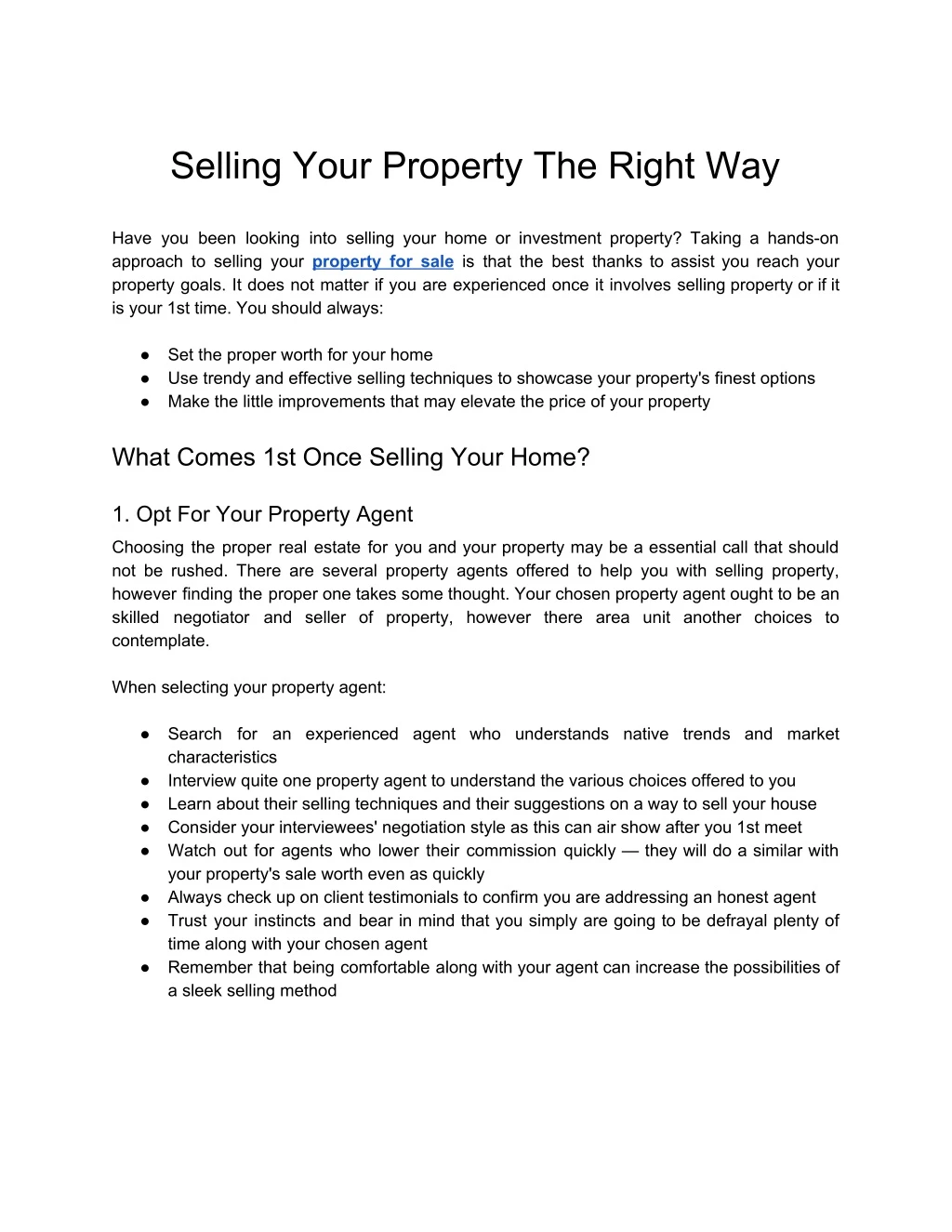 selling your property the right way